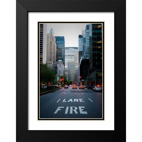 Manhattan Fire Lane Black Modern Wood Framed Art Print with Double Matting by Berzel, Erin