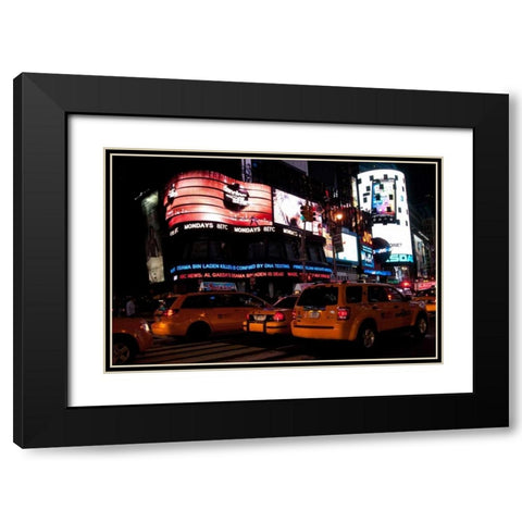 News in Times Square III Black Modern Wood Framed Art Print with Double Matting by Berzel, Erin