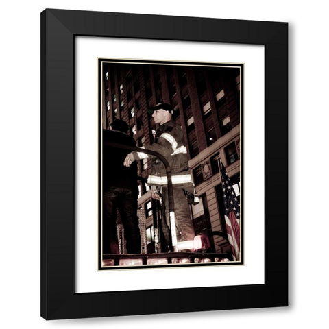 FDNY Firefighter I Black Modern Wood Framed Art Print with Double Matting by Berzel, Erin