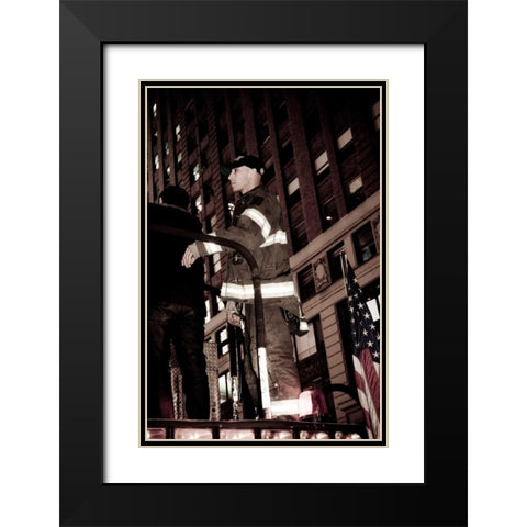 FDNY Firefighter I Black Modern Wood Framed Art Print with Double Matting by Berzel, Erin