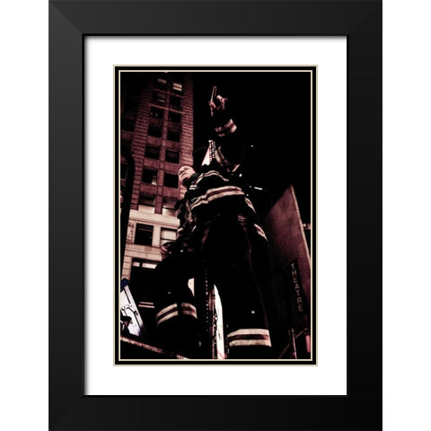 FDNY Firefighter II Black Modern Wood Framed Art Print with Double Matting by Berzel, Erin