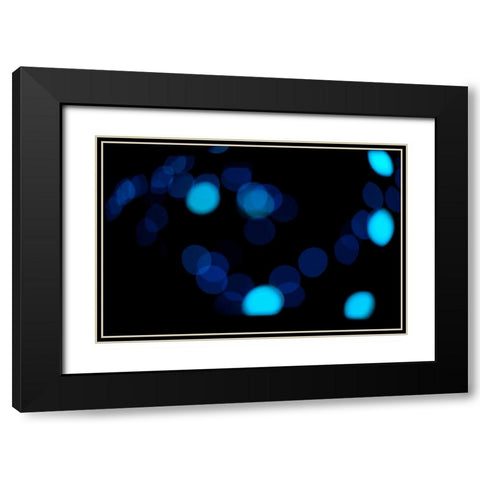 Blue Bokeh II Black Modern Wood Framed Art Print with Double Matting by Berzel, Erin