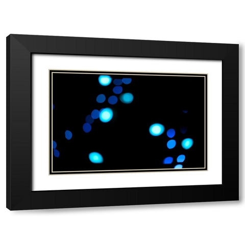 Blue Bokeh III Black Modern Wood Framed Art Print with Double Matting by Berzel, Erin