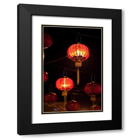 Chinese Lanterns II Black Modern Wood Framed Art Print with Double Matting by Berzel, Erin