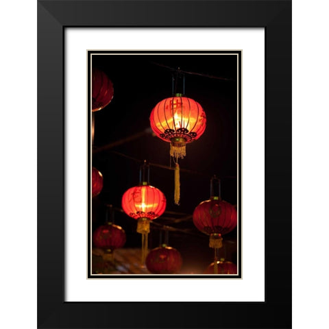 Chinese Lanterns II Black Modern Wood Framed Art Print with Double Matting by Berzel, Erin