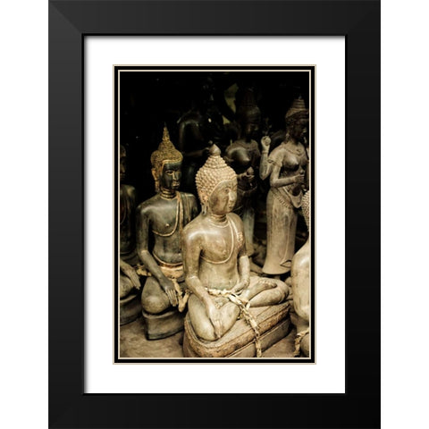 Buddha Statues I Black Modern Wood Framed Art Print with Double Matting by Berzel, Erin