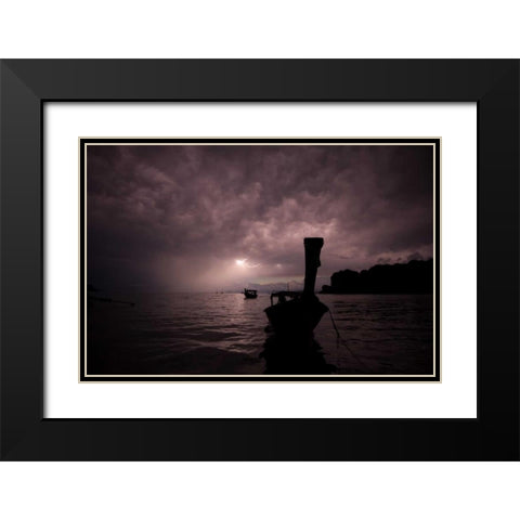 Railay Beach Lightning I Black Modern Wood Framed Art Print with Double Matting by Berzel, Erin