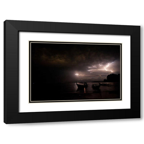 Railay Beach Lightning II Black Modern Wood Framed Art Print with Double Matting by Berzel, Erin
