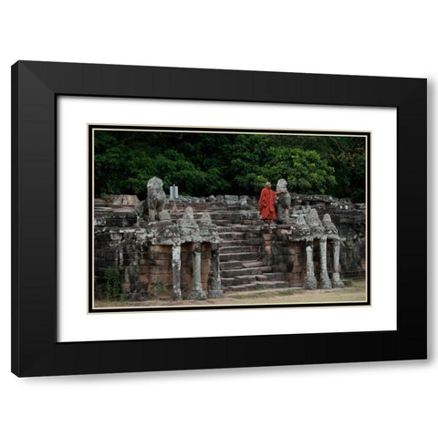 Elephant Terrace II Black Modern Wood Framed Art Print with Double Matting by Berzel, Erin