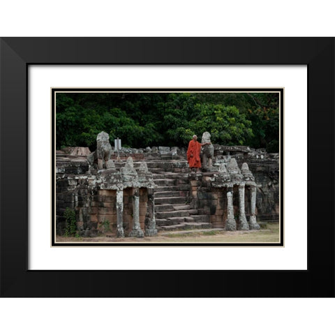 Elephant Terrace II Black Modern Wood Framed Art Print with Double Matting by Berzel, Erin