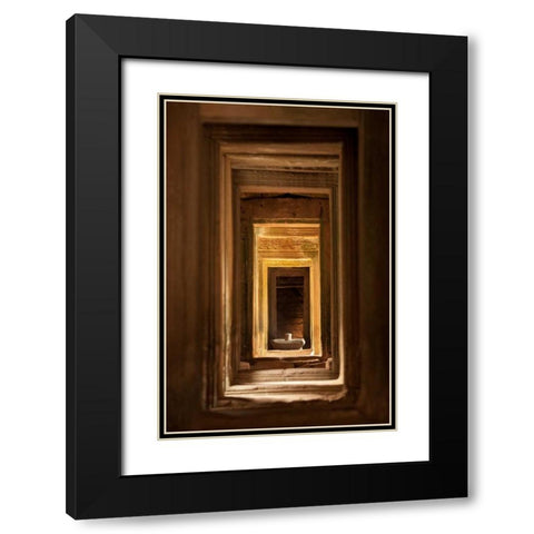 Windows at Bayon Black Modern Wood Framed Art Print with Double Matting by Berzel, Erin