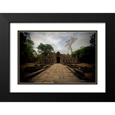 Preah Khan II Black Modern Wood Framed Art Print with Double Matting by Berzel, Erin