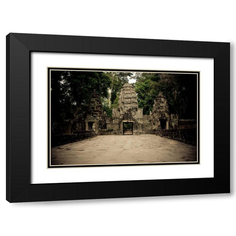 Preah Khan III Black Modern Wood Framed Art Print with Double Matting by Berzel, Erin
