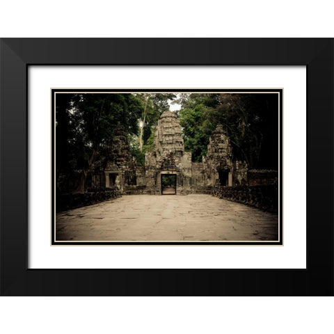 Preah Khan III Black Modern Wood Framed Art Print with Double Matting by Berzel, Erin