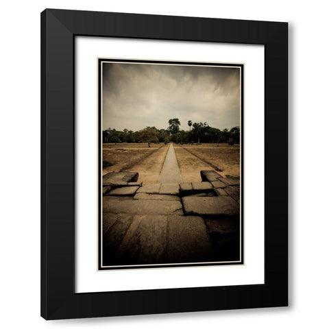 Angkor Wat Pathway Black Modern Wood Framed Art Print with Double Matting by Berzel, Erin
