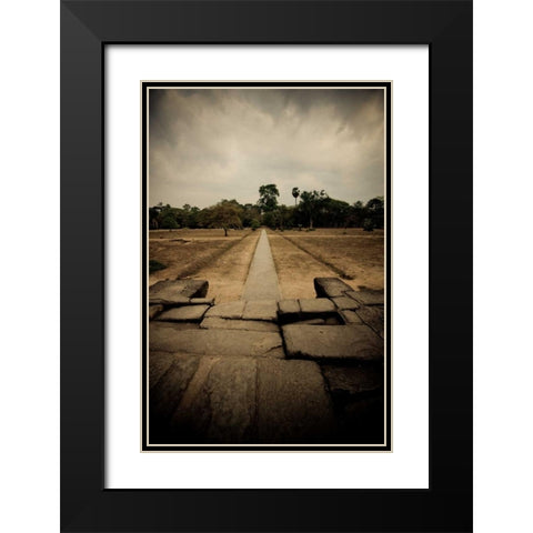 Angkor Wat Pathway Black Modern Wood Framed Art Print with Double Matting by Berzel, Erin