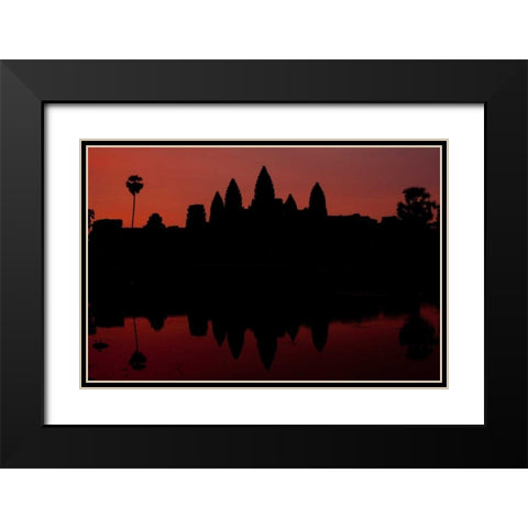 Angkor Wat Sunrise II Black Modern Wood Framed Art Print with Double Matting by Berzel, Erin