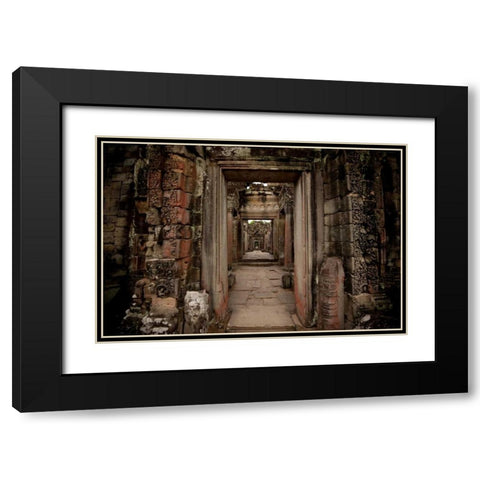 Preah Khan IV Black Modern Wood Framed Art Print with Double Matting by Berzel, Erin