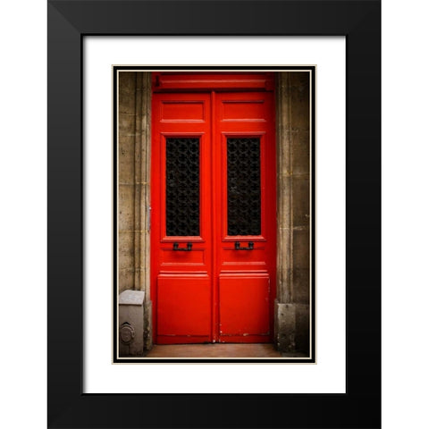 Red Door in Paris Black Modern Wood Framed Art Print with Double Matting by Berzel, Erin