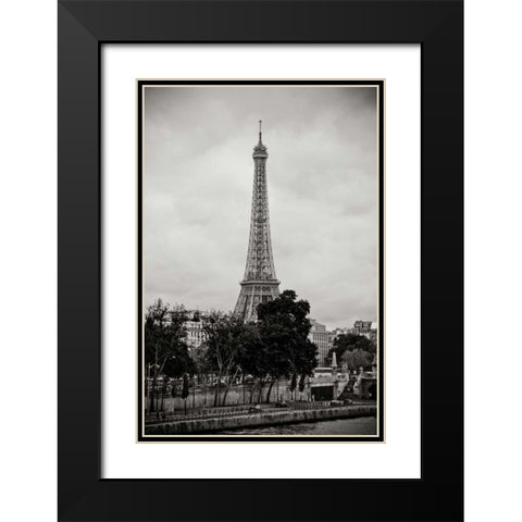Eiffel Tower BW I Black Modern Wood Framed Art Print with Double Matting by Berzel, Erin