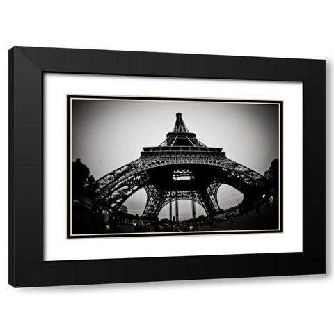 Eiffel Tower Fisheye Black Modern Wood Framed Art Print with Double Matting by Berzel, Erin