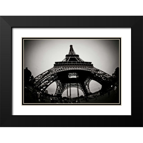 Eiffel Tower Fisheye Black Modern Wood Framed Art Print with Double Matting by Berzel, Erin