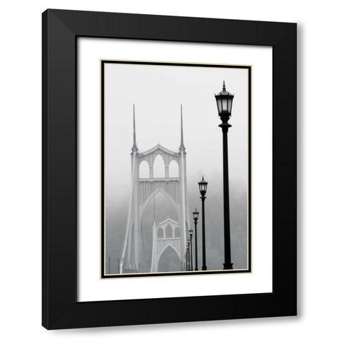 BW Light on the Bridge III Black Modern Wood Framed Art Print with Double Matting by Berzel, Erin