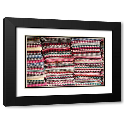 Cambodian Scarves Black Modern Wood Framed Art Print with Double Matting by Berzel, Erin