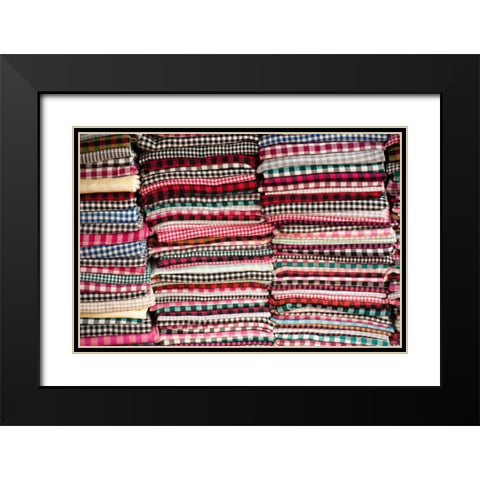 Cambodian Scarves Black Modern Wood Framed Art Print with Double Matting by Berzel, Erin