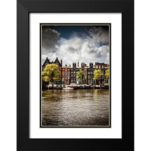 Amsterdam Canal I Black Modern Wood Framed Art Print with Double Matting by Berzel, Erin