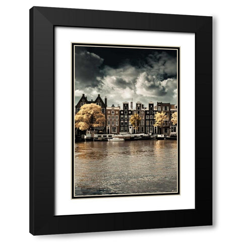 Amsterdam Autumn Canal I Black Modern Wood Framed Art Print with Double Matting by Berzel, Erin