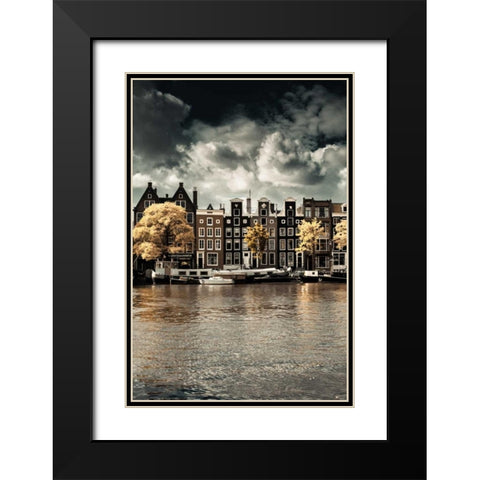 Amsterdam Autumn Canal I Black Modern Wood Framed Art Print with Double Matting by Berzel, Erin