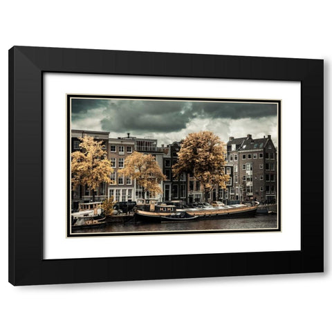 Amsterdam Autumn Colors Black Modern Wood Framed Art Print with Double Matting by Berzel, Erin