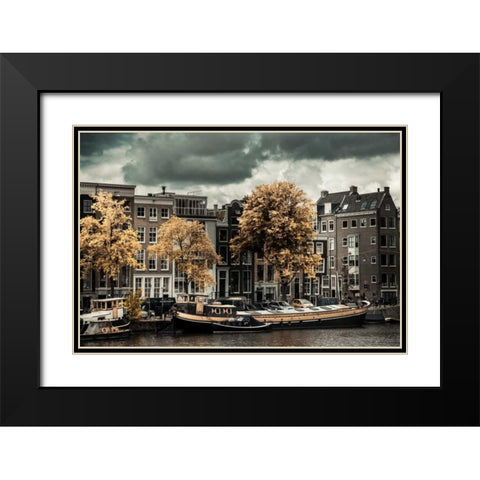 Amsterdam Autumn Colors Black Modern Wood Framed Art Print with Double Matting by Berzel, Erin