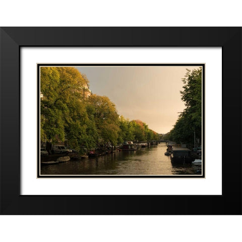 Amsterdam Singel Canal III Black Modern Wood Framed Art Print with Double Matting by Berzel, Erin
