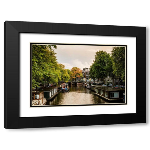 Amsterdam Singel Canal IV Black Modern Wood Framed Art Print with Double Matting by Berzel, Erin