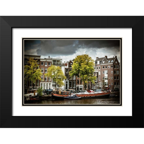 Amstel and Kerkstraat Black Modern Wood Framed Art Print with Double Matting by Berzel, Erin