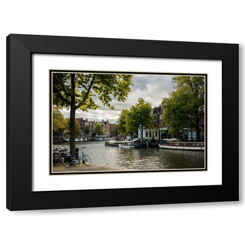 Amsterdam Canal III Black Modern Wood Framed Art Print with Double Matting by Berzel, Erin