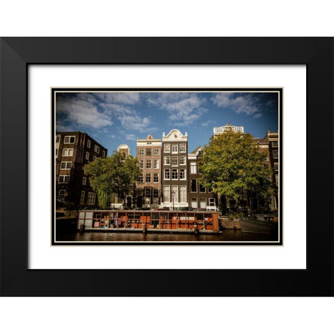 Amsterdam Canal Houses I Black Modern Wood Framed Art Print with Double Matting by Berzel, Erin
