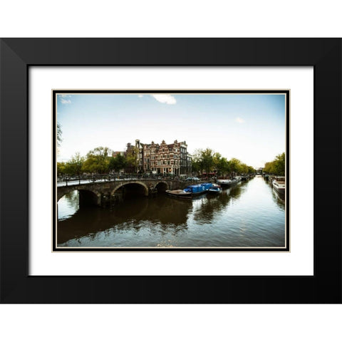 Brouwersgracht Canal Black Modern Wood Framed Art Print with Double Matting by Berzel, Erin