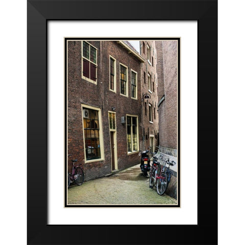 Old Centre Amsterdam Black Modern Wood Framed Art Print with Double Matting by Berzel, Erin