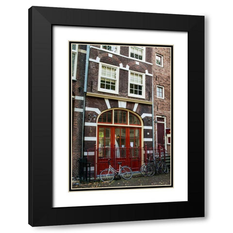 Red Door in Amsterdam Black Modern Wood Framed Art Print with Double Matting by Berzel, Erin