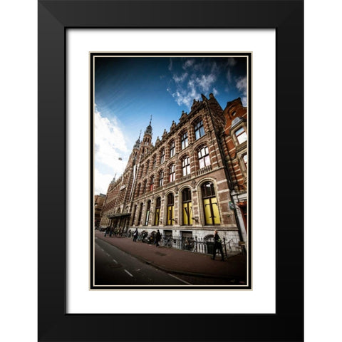 Amsterdam Brick Facade Black Modern Wood Framed Art Print with Double Matting by Berzel, Erin