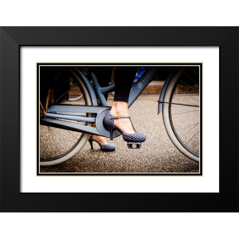 Polka Dot Heels Black Modern Wood Framed Art Print with Double Matting by Berzel, Erin