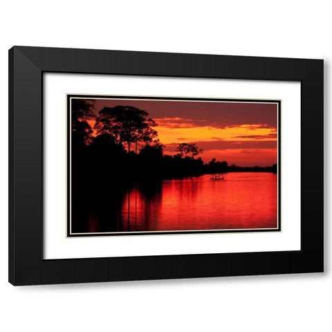 Angkor Sunset I Black Modern Wood Framed Art Print with Double Matting by Berzel, Erin