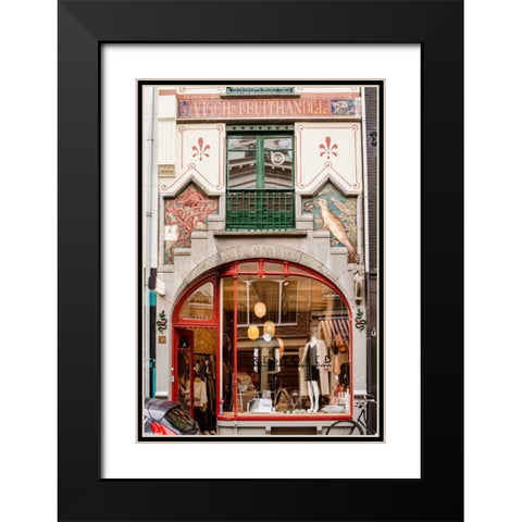 Colorful Amsterdam Facade Black Modern Wood Framed Art Print with Double Matting by Berzel, Erin