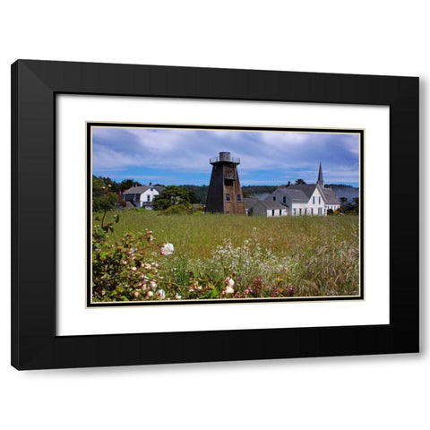 Village Meadow I Black Modern Wood Framed Art Print with Double Matting by Crane, Rita