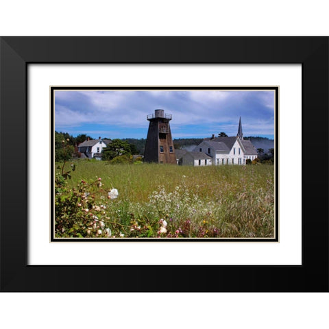 Village Meadow I Black Modern Wood Framed Art Print with Double Matting by Crane, Rita