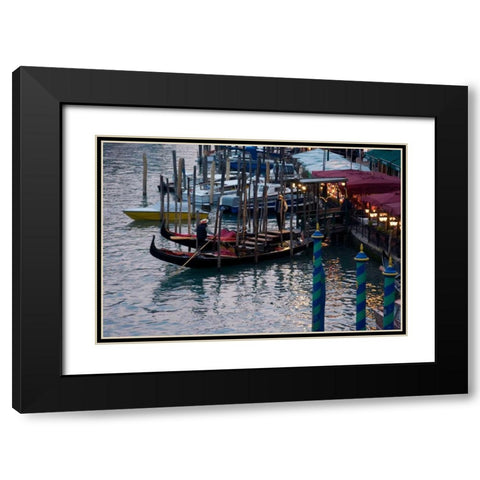 Evening Gondoliers I Black Modern Wood Framed Art Print with Double Matting by Crane, Rita