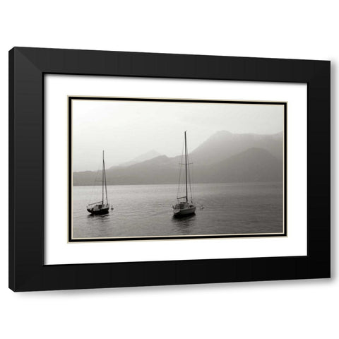 Lake Como Sailboats I Black Modern Wood Framed Art Print with Double Matting by Crane, Rita